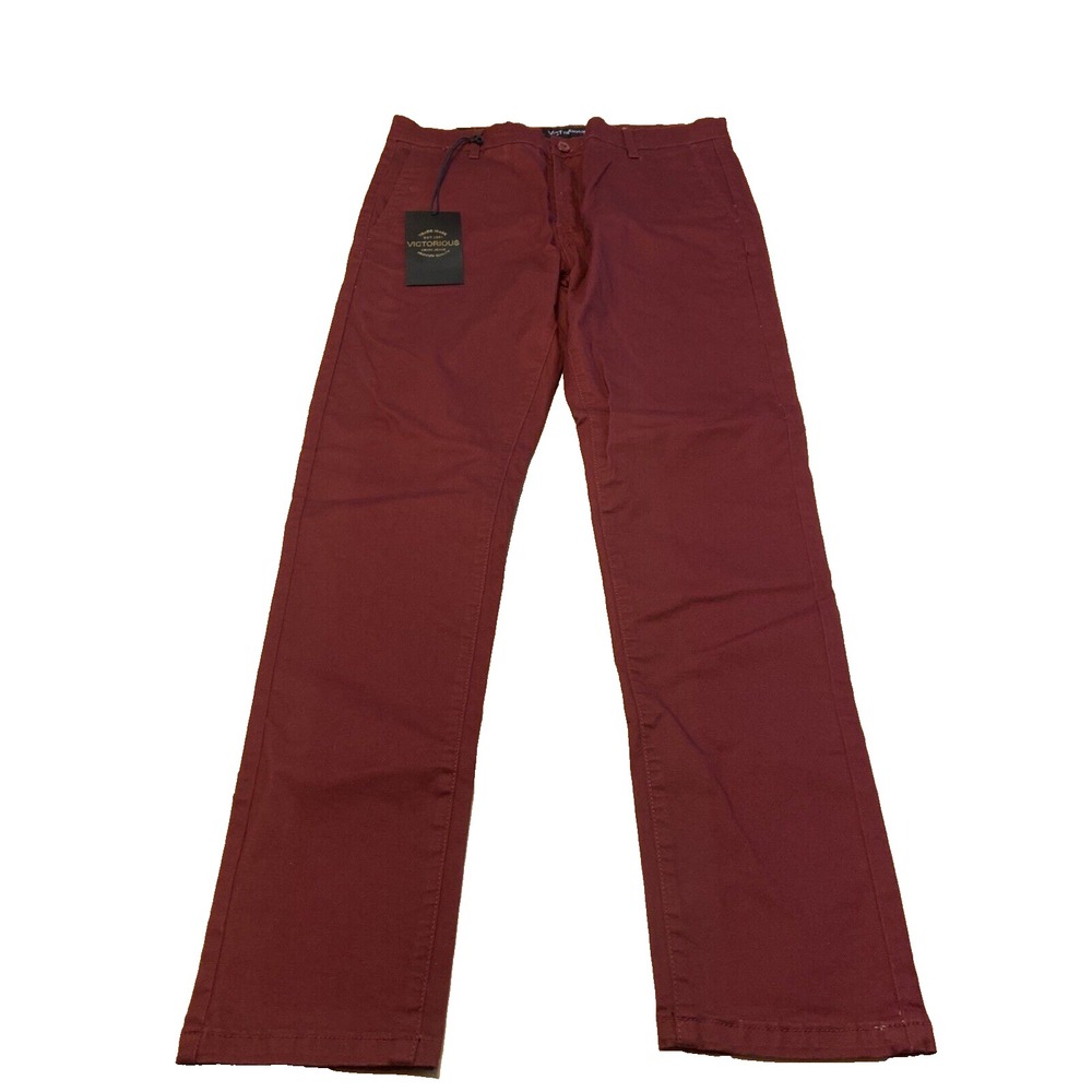 Victorious Mens Jeans 34x32 DL1250 Burgundy Slim Stretch Denim NWT
